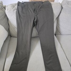 Olive Green Straight-Leg Pants